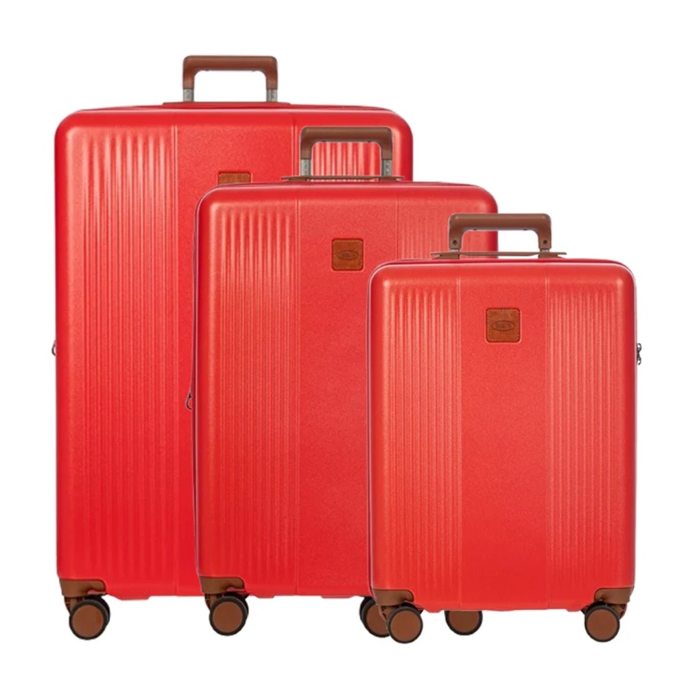 New With Tags Bric's Ferrara 3 Piece Spinner Suitcase Set - Beautiful Bright Red